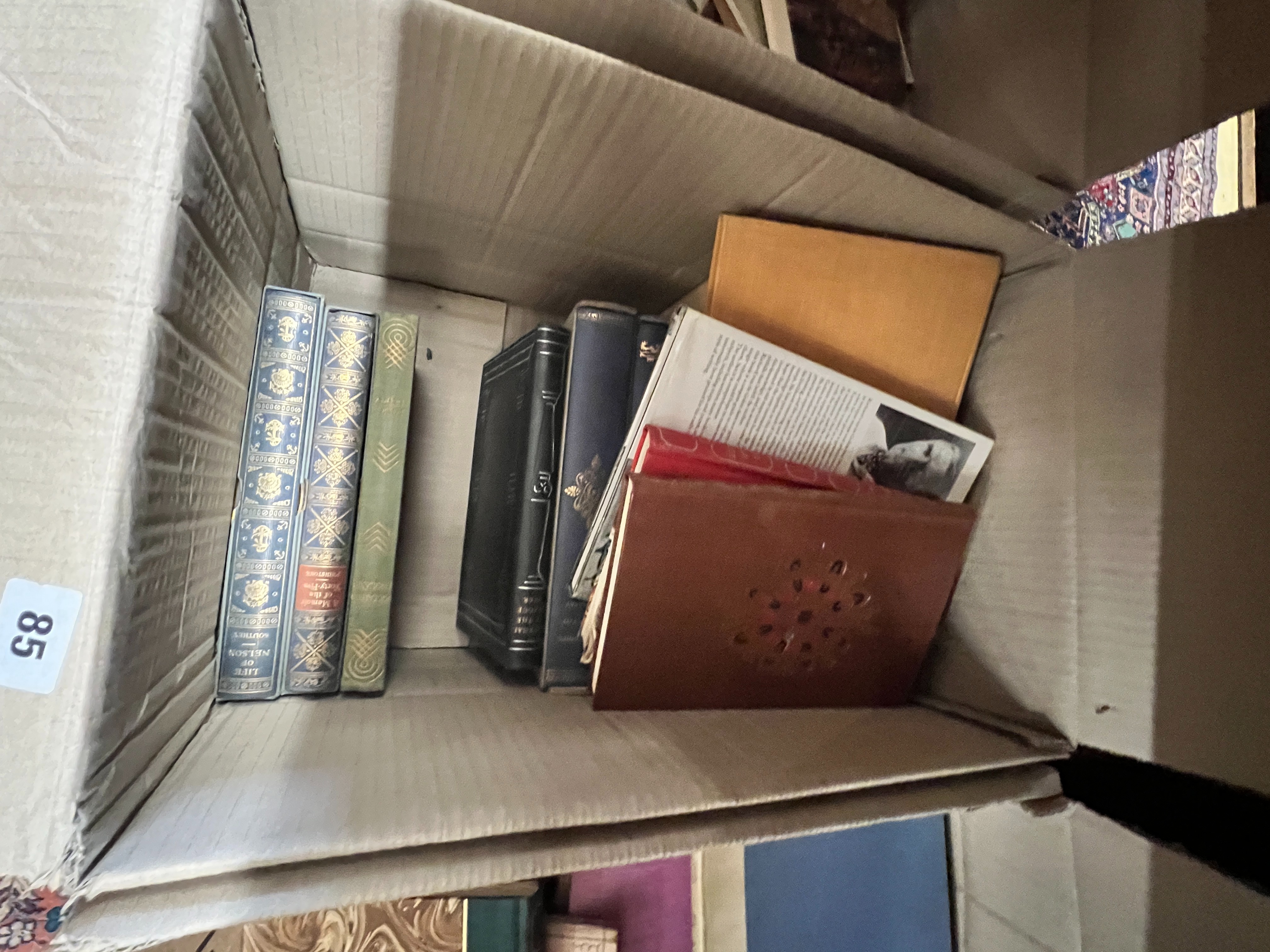 Six boxes of assorted books, reference, local history, etc.